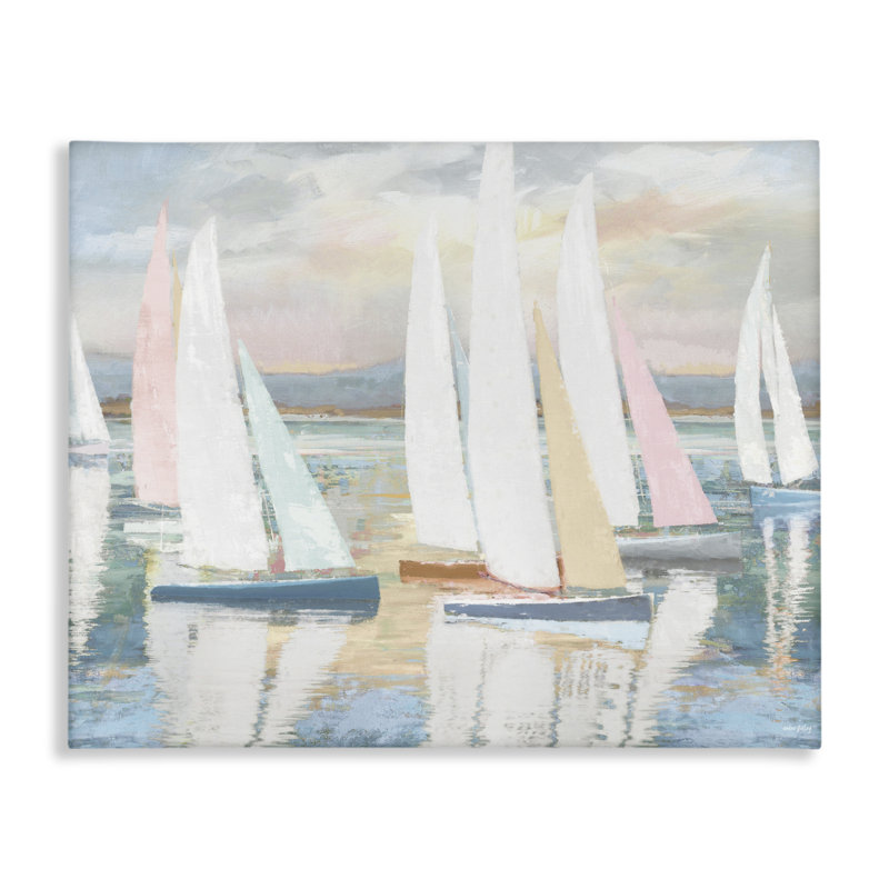 Toile de bateaux de voyage pastel, design par Amber Sterling, H 16 po x l 20 po