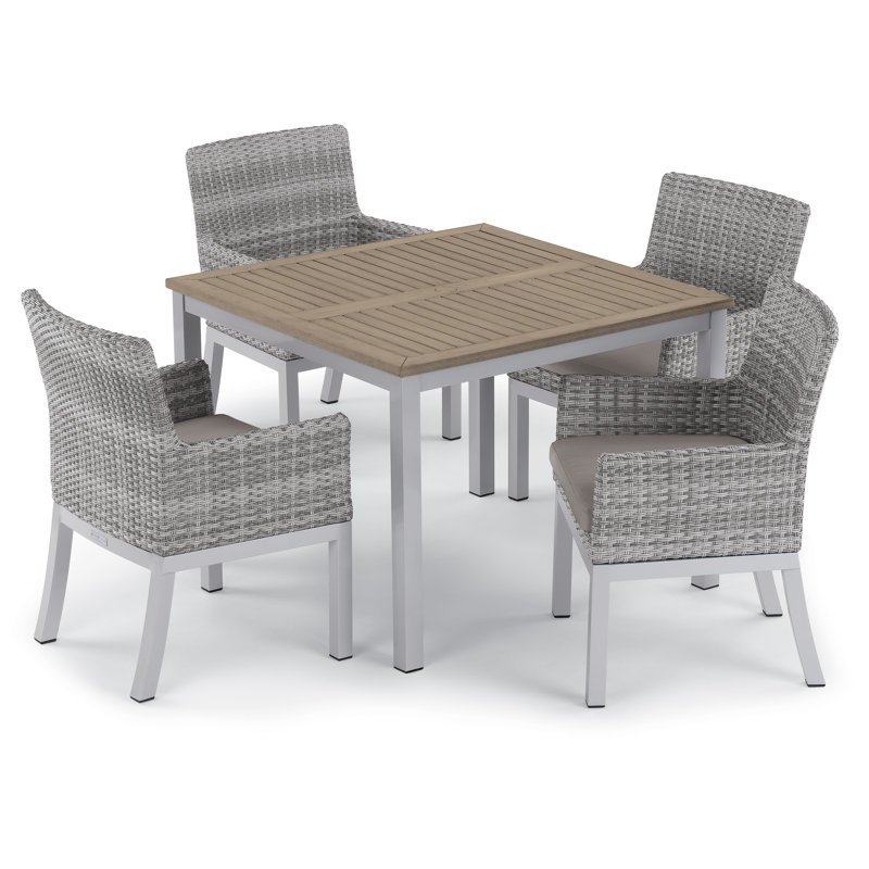 Travira Outdoor Square Dining Table, Flint, Tekwood Vintage