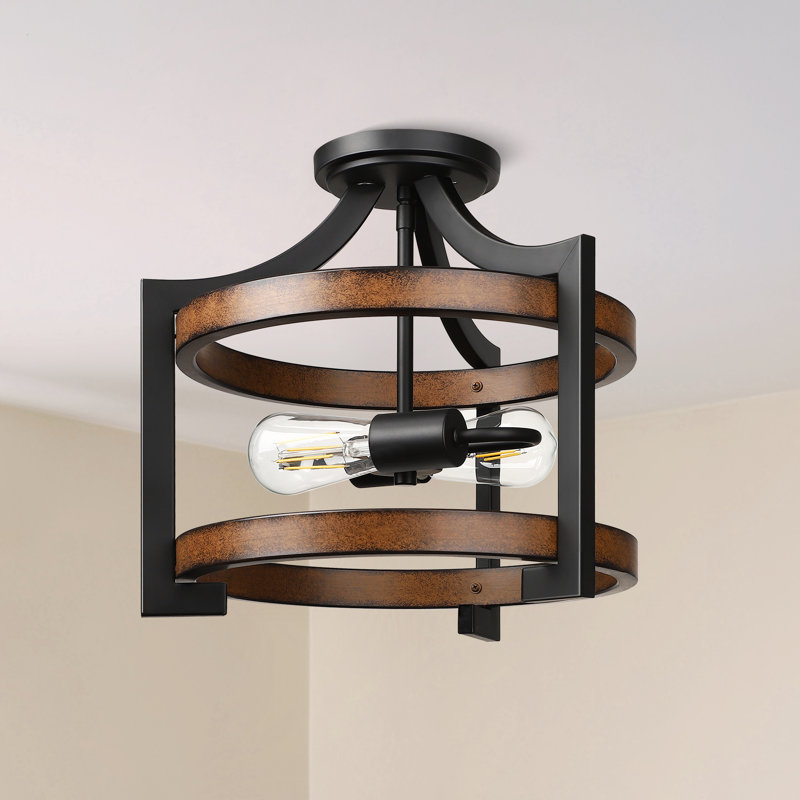Amadi 2 - Light 13.5'' Pendant Light & Flush Mount Ceiling Light, Rust