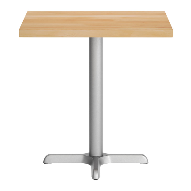 Plateau de table rectangulaire en bois massif avec base en X, Bois naturel, H 29,5 po x L 30 po x l 24 po, Argent argent