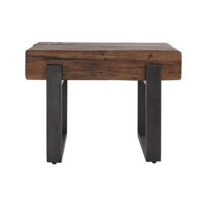 Duarte 30" Industrial Reclaimed Solid Wood End Table In Brown
