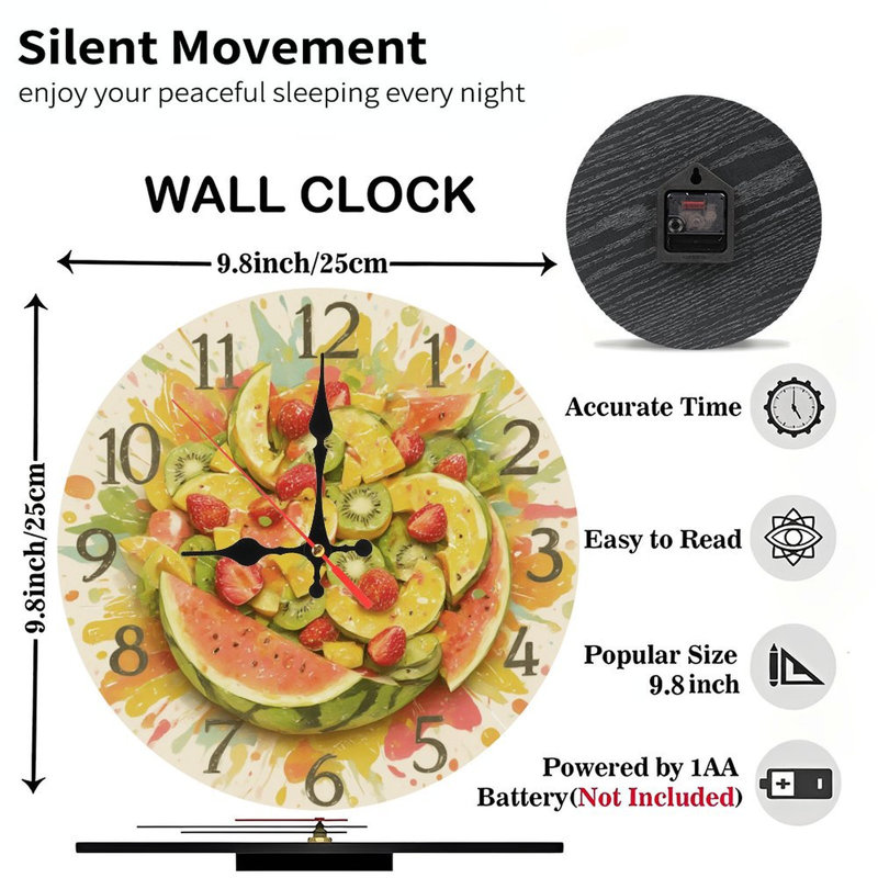 Horloge avec fruit aquarelle