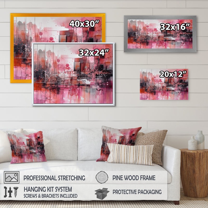 Modernist Expressions III, reproduction d'art sur toile, H 12 po x l 20 po x P 1 po, Cadre flottant noir