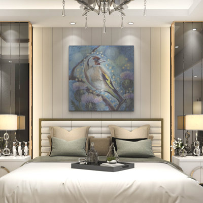 Art mural luxueux «Goldfinch» par Verena Wild, 36 po x 36 po