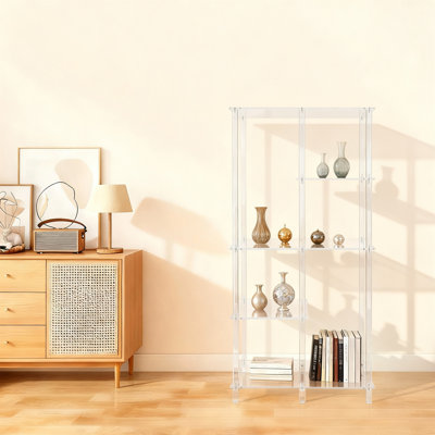 Clear Acrylic Bookshelf Cuboid Storage Rack