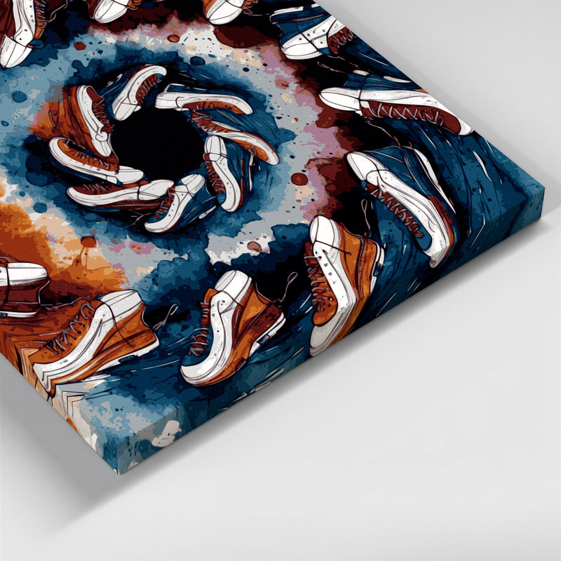 Art sportif sur toile, chaussures de basketball, H 20 po x l 24 po