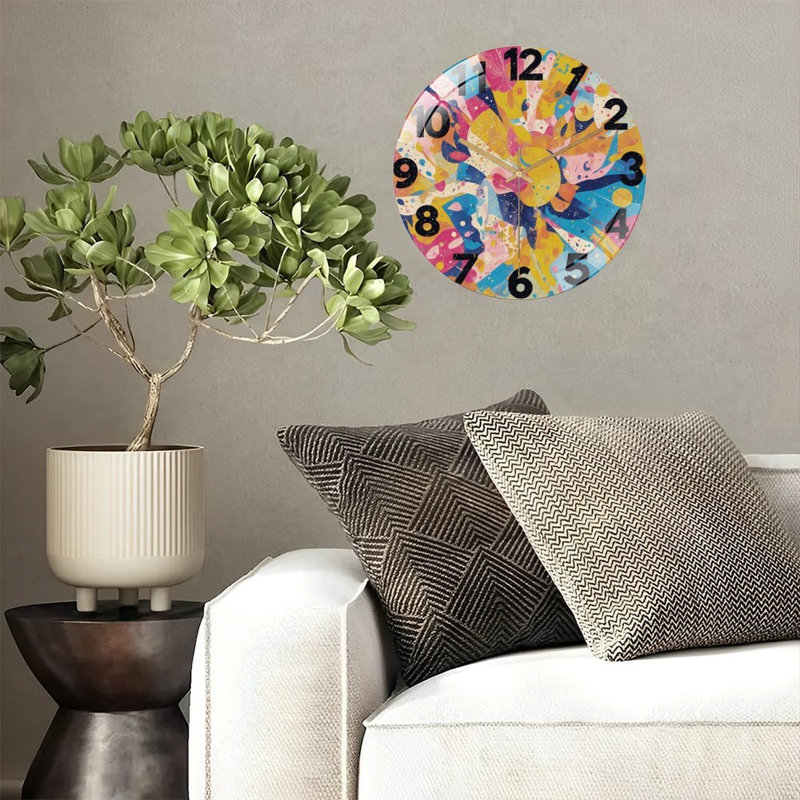 Horloge murale avec horloge murale moderne en verre 12 po