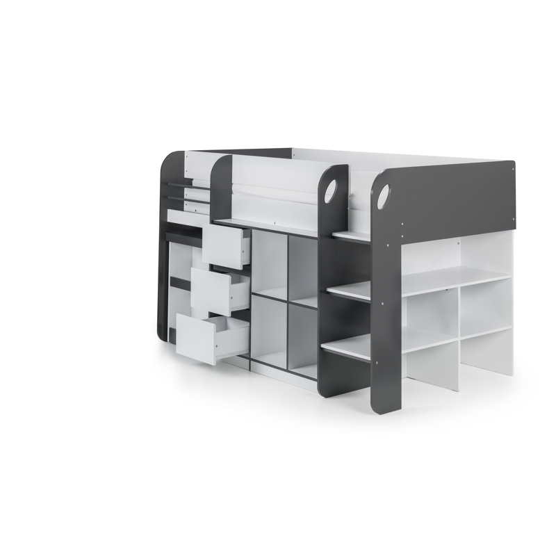 Fia 90 X 190cm Mid Sleepers with Storage Included, Charcoal/White
