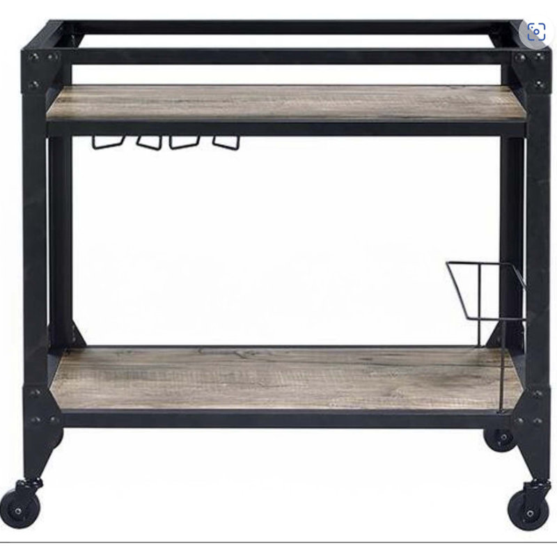 Jorgensen  Rustic Oak & Charcoal Finish Serving Cart