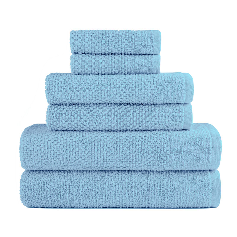 Dan River 6 Piece Popcorn Cotton Bath Towel Set, Aqua
