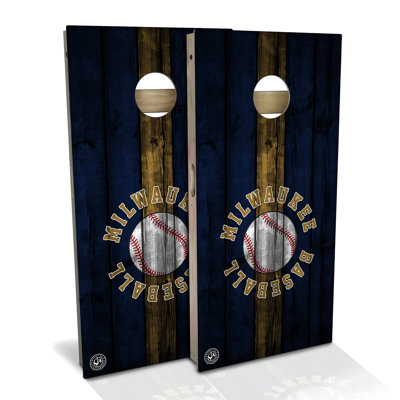 Milwaukee Baseball Cornhole Board Set | Includes (2) Boards, (8) Bags & Optional Accessories