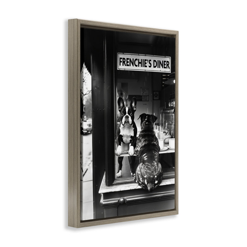 Cadre flottant Frenchie's Diner, conçu par Annabelle Hall, H 25 po x l 17 po, Brun