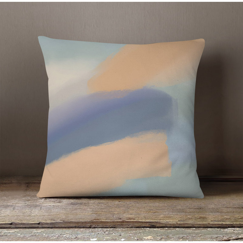 Throw Pillow With Insert, 20"H x 20"W, Blue/Orange Abstract 9