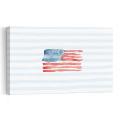 Patriotic Watercolor Flag Abstract Minimalist Wall Art Print