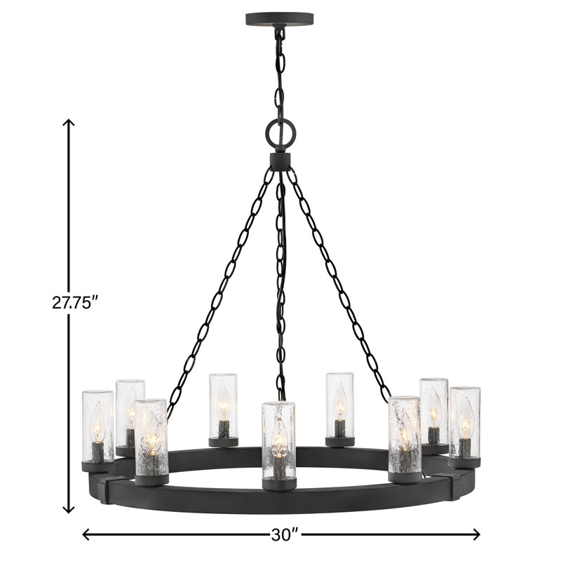 Sawyer Outdoor Chandelier, 27.75" H x 30" W x 30" D
