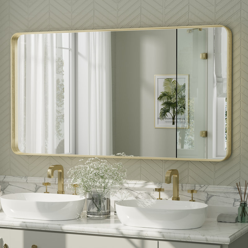 Miroir mural Aevar, 55 po x 30 po, Or brossé