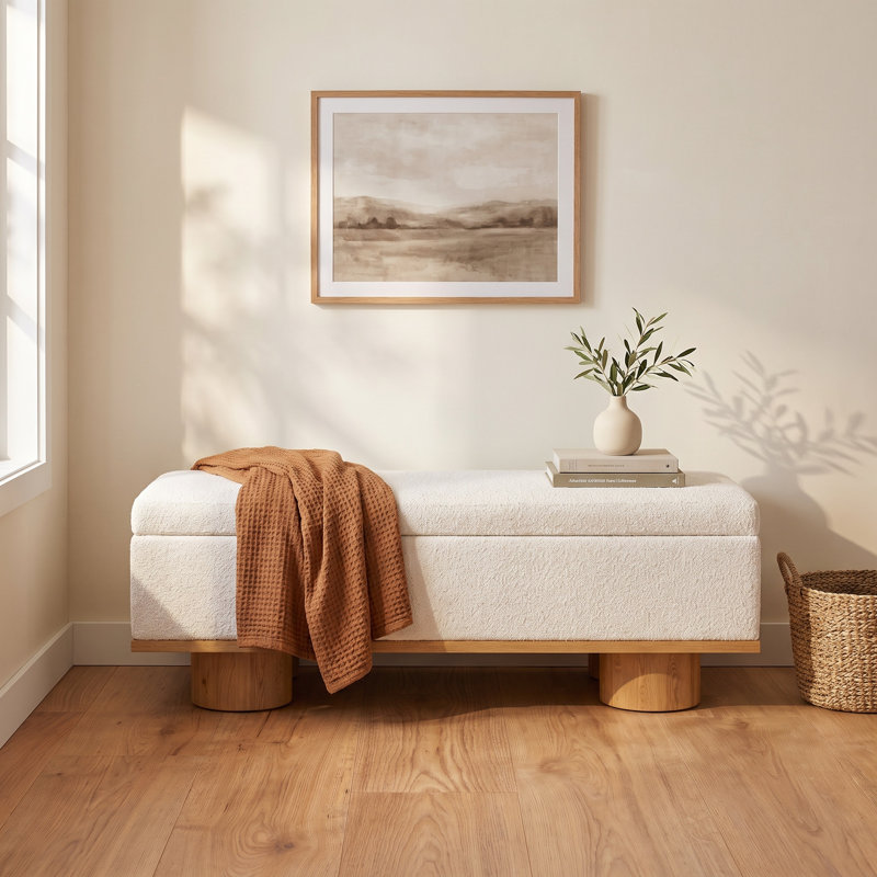 Furlane Upholstered Storage Bench, Knoll Natural