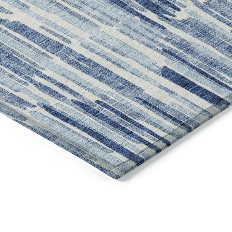 Tapis intérieur lavable abstrait bleu marine et bleu ciel HomeRoots 10 pi x 14 pi