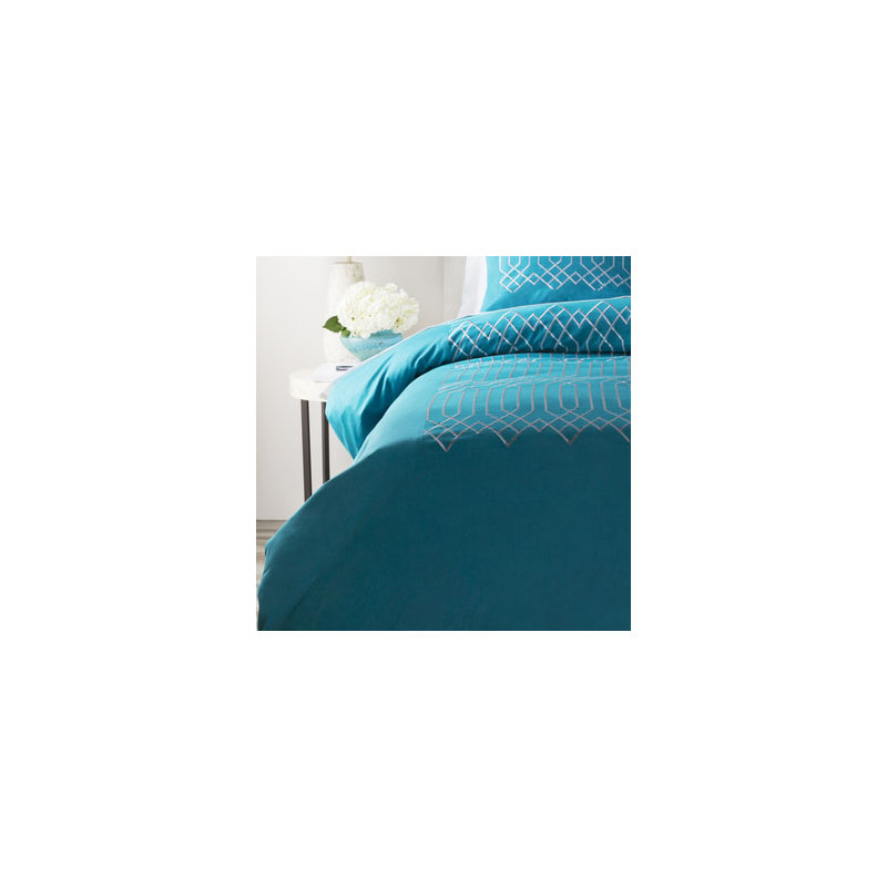 Plaza Cotton Geometric Shapes Duvet Cover, Blue, Full / Queen