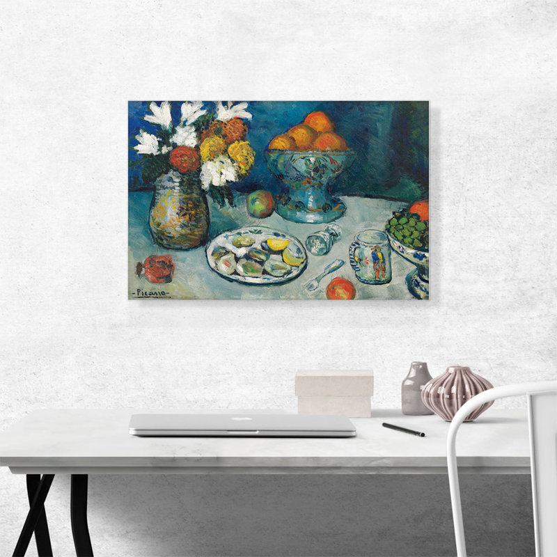 Nature morte au dessert par Pablo Picasso, reproduction d'art sur toile tendue, H 18 po x l 26 po x P 1,5 po