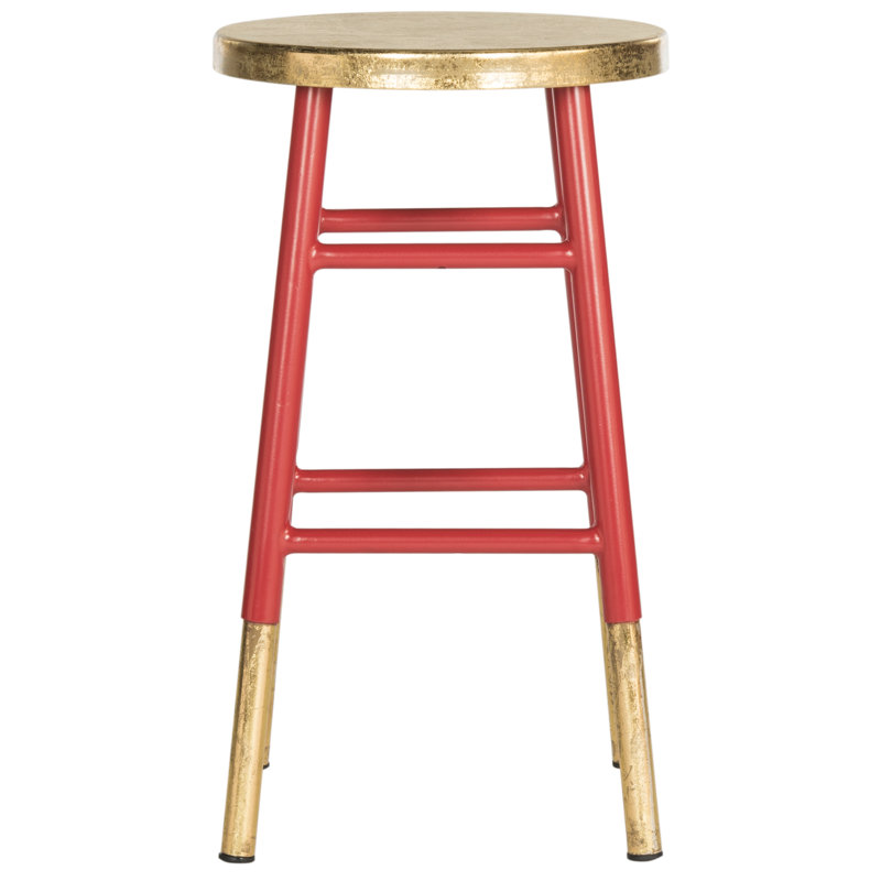 Worcester Counter Stool with Metal Frame, Red/Gold