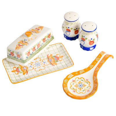 Alcott Hill Hand Painted Tierra Mix And Match Dinnerware Set, 4-Piece Accessory Set, Assorted