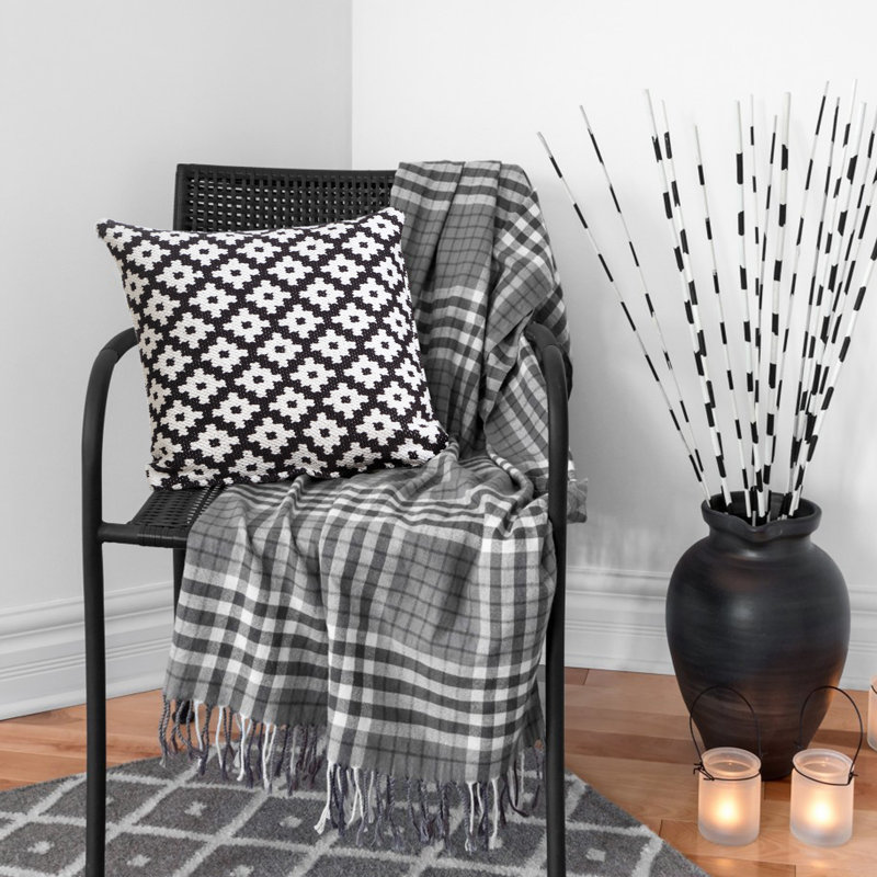 Housse de coussin décoratif Contemporary, Blanc / noir, Housse de coussin seulement - sans coussin
