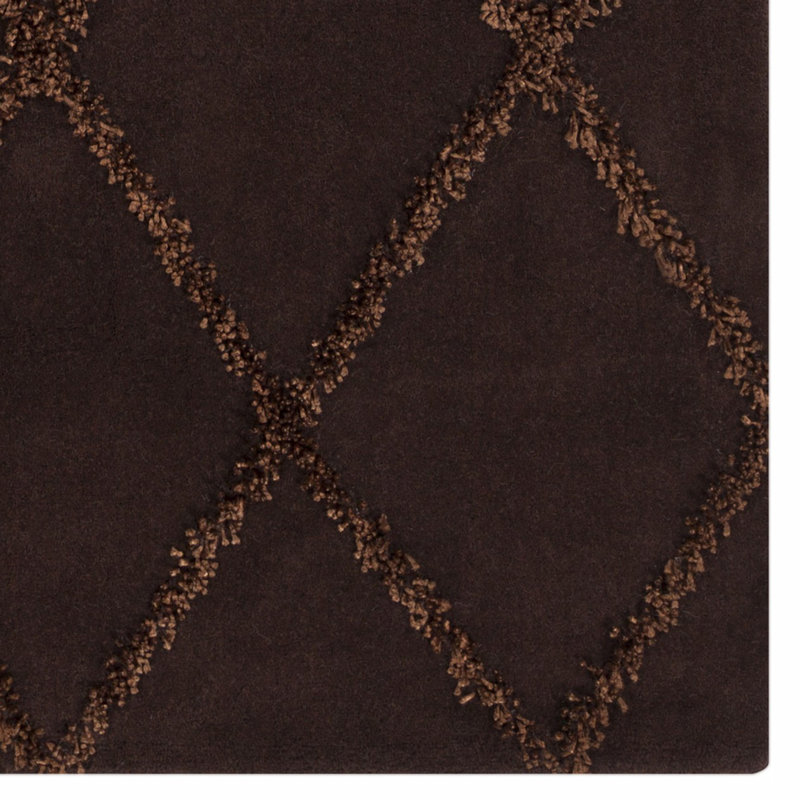 Tapis à poil long en laine touffeté à la main à motif de losanges géométriques Preston Authentic, 5 pi x 7 pi
