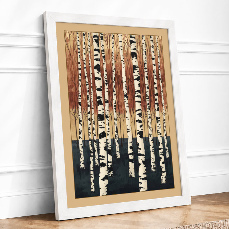 Birch Forest Scandinavian - Framed Print, A3 - 42.0 x 29.7 cm, White
