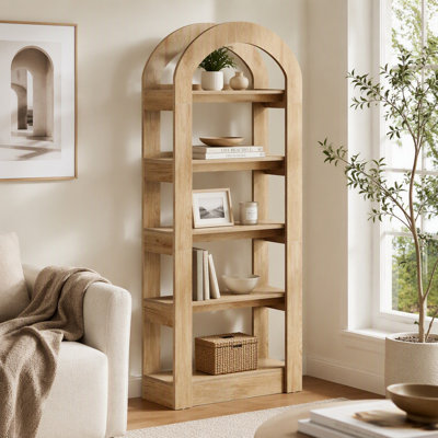 Arched 5-Tier Bookshelf Display Shelf Bookcase