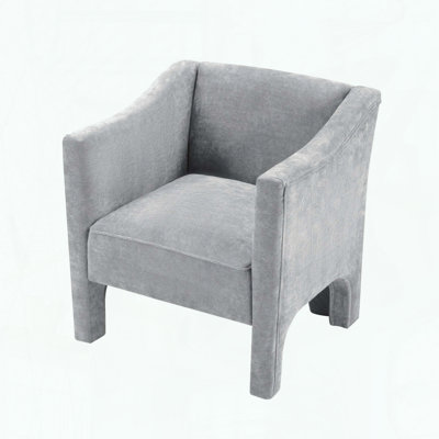 Modern Barrel Chair – Chenille with Enclosed Arm Design – Grey