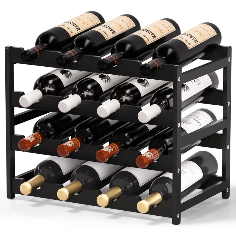 Ariellah 16 Bottle Tabletop Wine Bottle Rack, Black