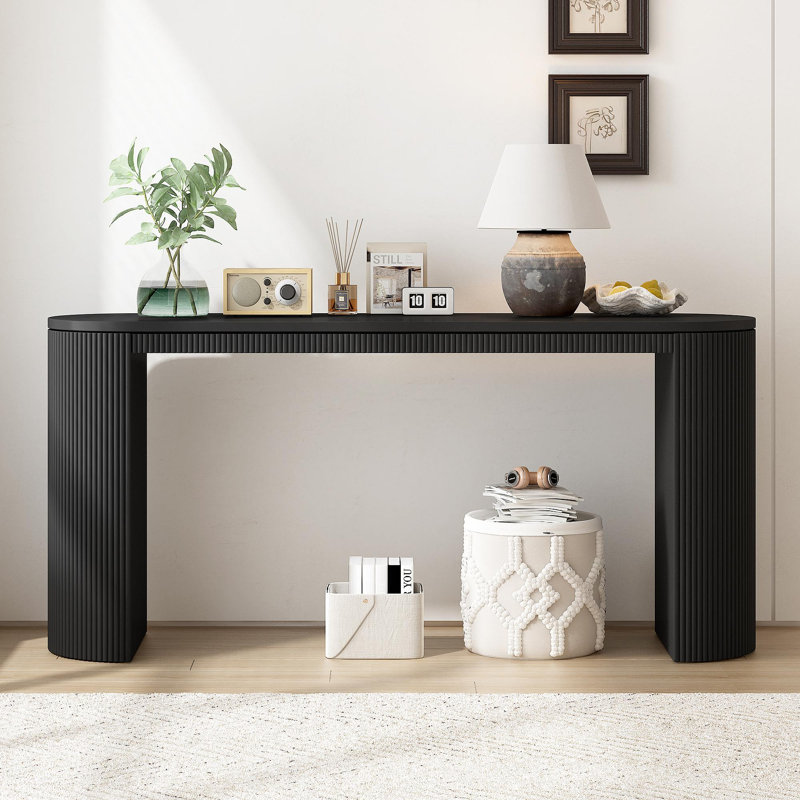 Console incurvée à rayures verticales uniques, idéale pour le salon, le bureau et l'entrée