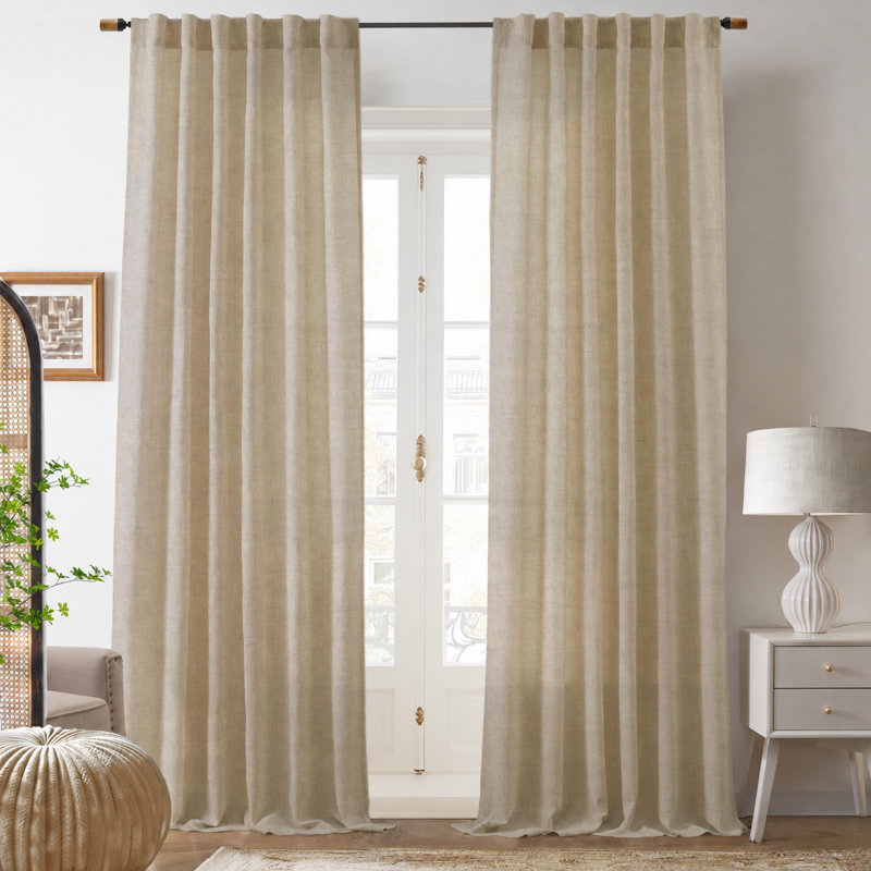 Paire de rideaux semi-transparents avec passe-tringle Janie, Vert olive, L 52 po x L 96 po