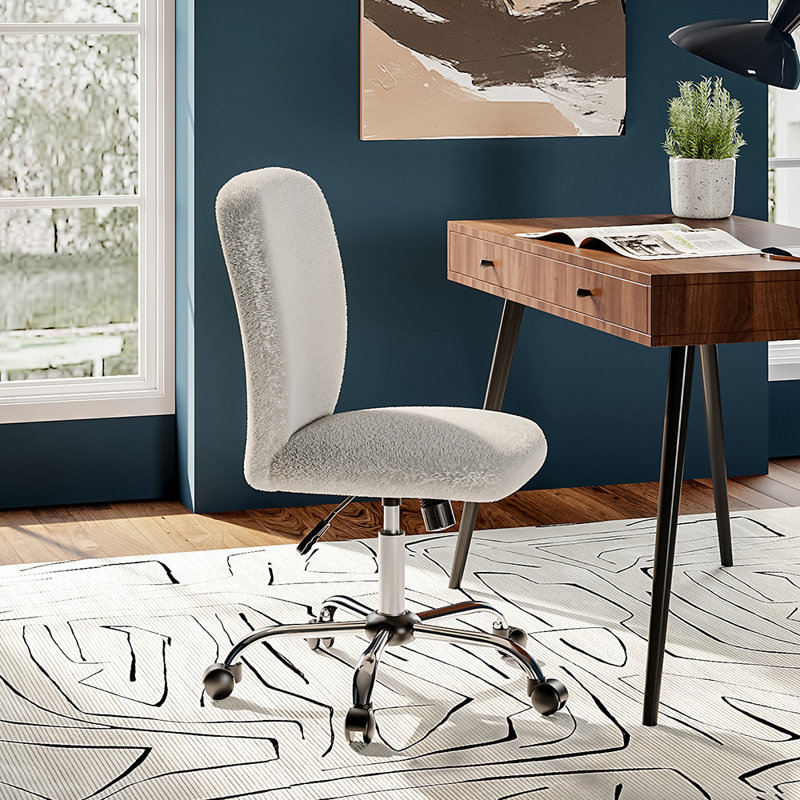 Krilov Ergonomic Swivel Upholstered Office Chair, Beige
