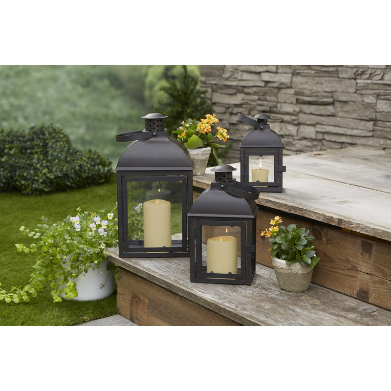 3 Piece Glass Floor Lantern Set