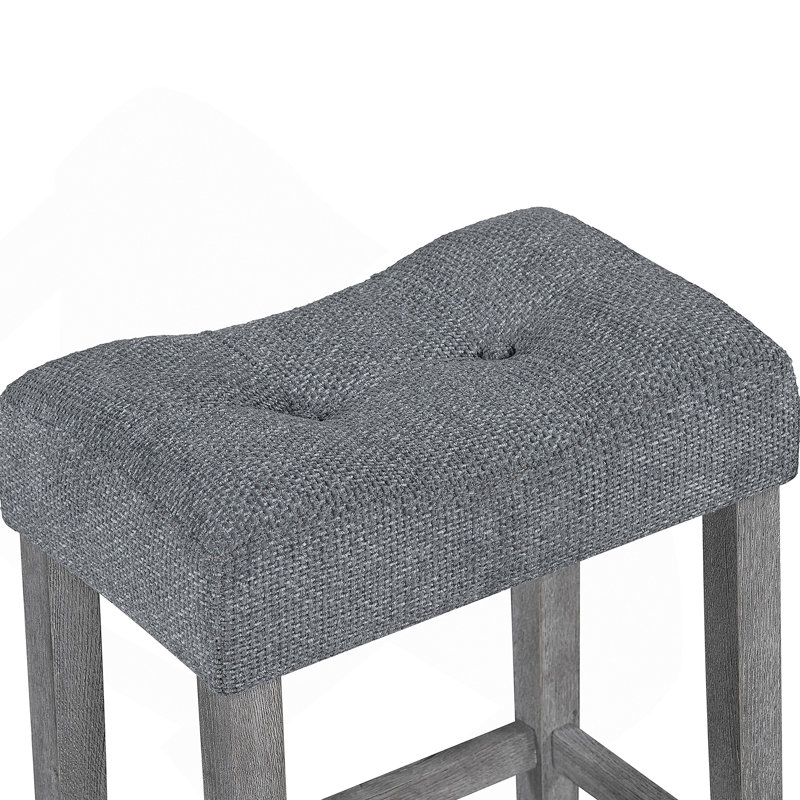 Huriye 4 Pieces Rectangular Bar Dining Table Set with Power Outlet,, Dark Gray/Gray, Gray