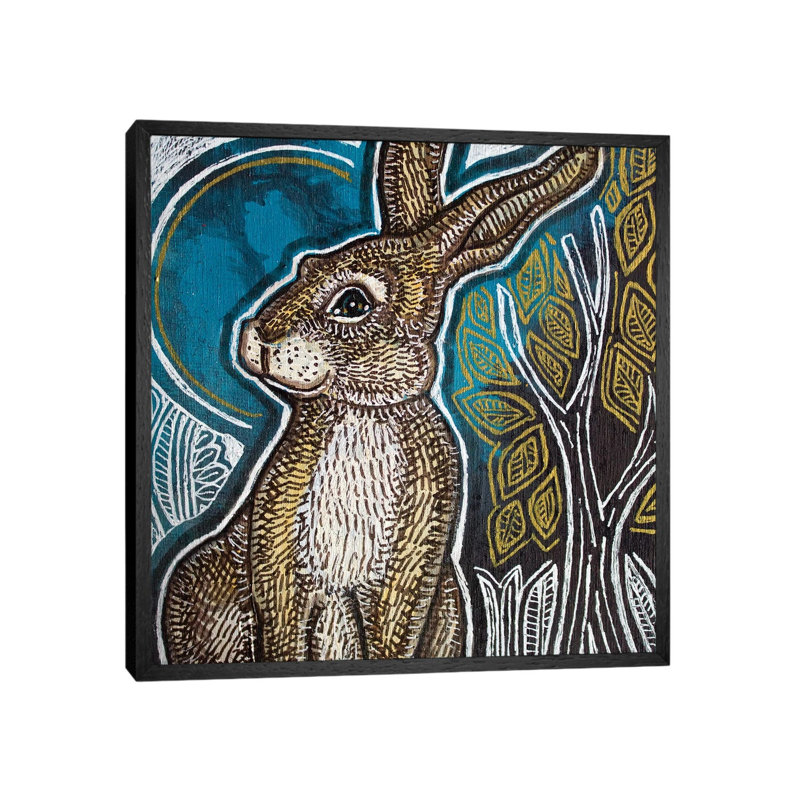 Little Rabbit by Lynnette Shelley - Painting on Canvas, Black Framed, 45.72cm H x 45.72cm W x 3.81cm D