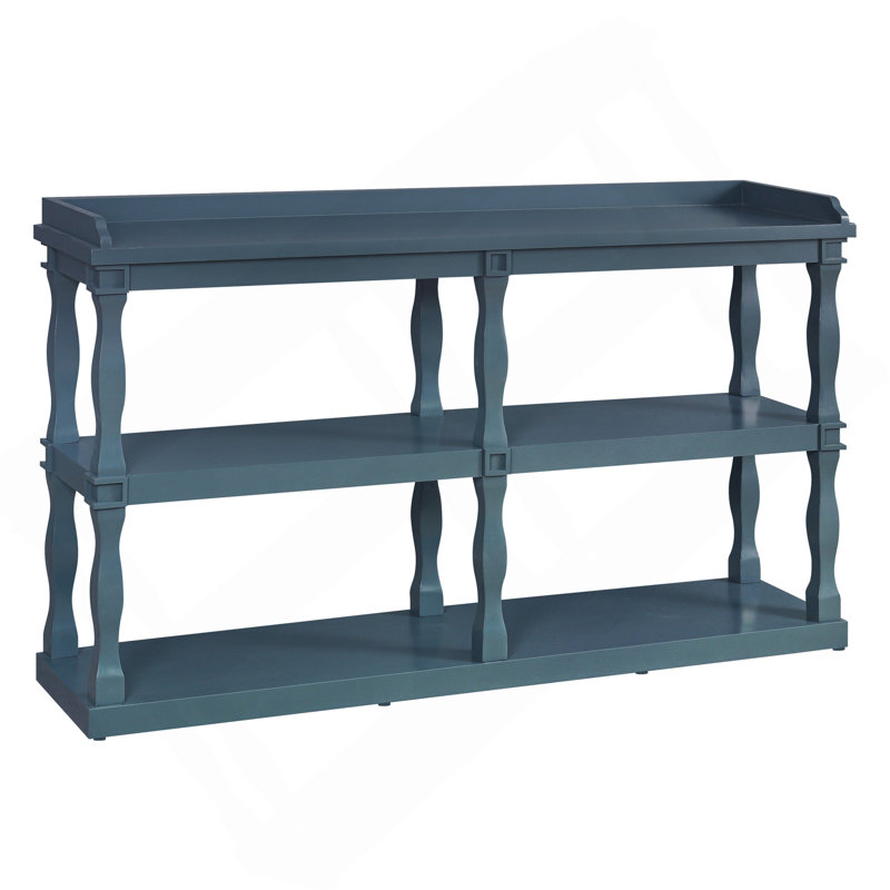Console avec espaces de rangement ouverts à 3 niveaux et pieds de soutien à colonne romaine, table d'entrée avec canapé étroit pour le salon, l'entrée et le couloir