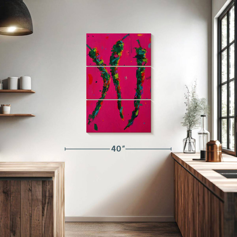Trois piments verts Yarlin, H 38 po x l 24 po