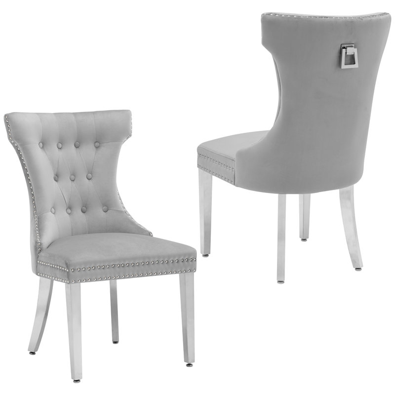 Fauteuil à oreilles Haikey, Gris clair, Argent
