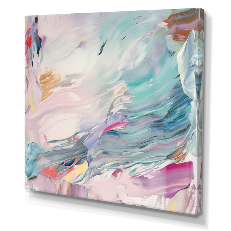 «Spring Miracles In Tender Retro Pastel», peinture abstraite sur toile, Toile tendue, H 16 po x l 16 po x P 1 po