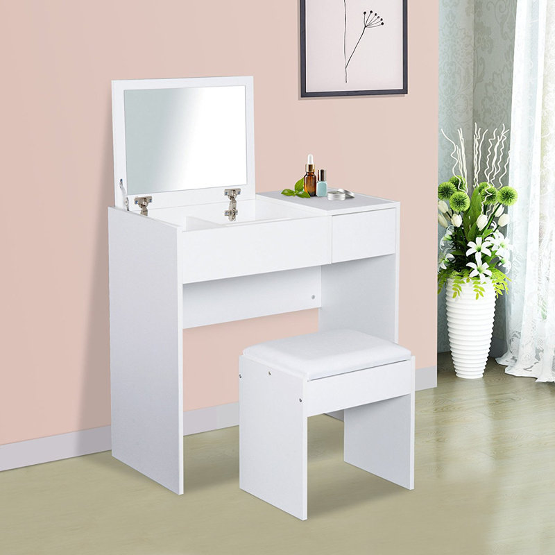 Copeland Dressing Table with Mirror, White