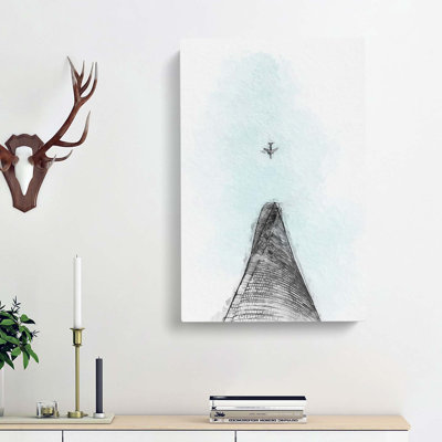 Airplane Above the World in Abstract - Wrapped Canvas