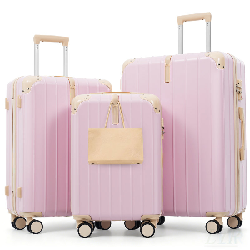 Ensemble de valises de voyage en ABS de qualité supérieure avec serrures TSA et roulettes pivotantes à 360 °, idéales pour des voyages sécuritaires et confortables
