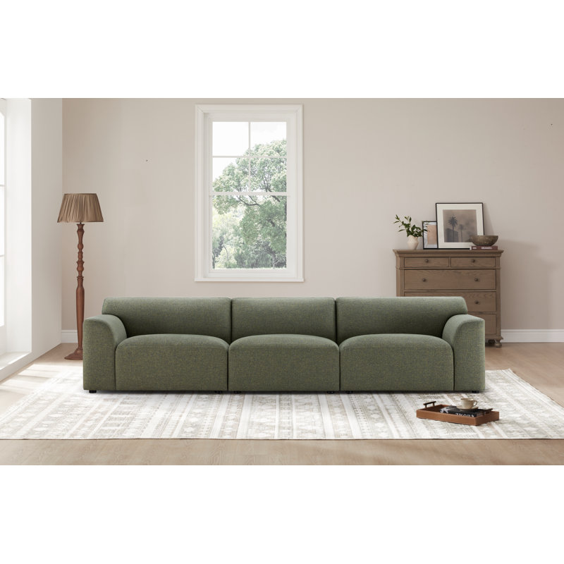 Canapé modulaire rembourré Morell 3 pièces de 128 po, Tweed chanvre Nathan