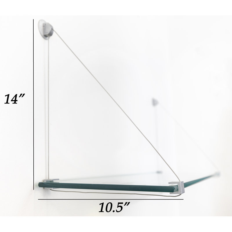 Metal and Glass Rectangle Bracket Shelf, Chrome