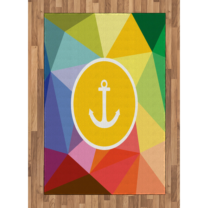 Nautical Yellow Area Rug, Rectangle 4' x 5'8"