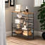 15 Pair Shoe Rack 5 Tier Industrial Rustic Brown Hallway Furniture