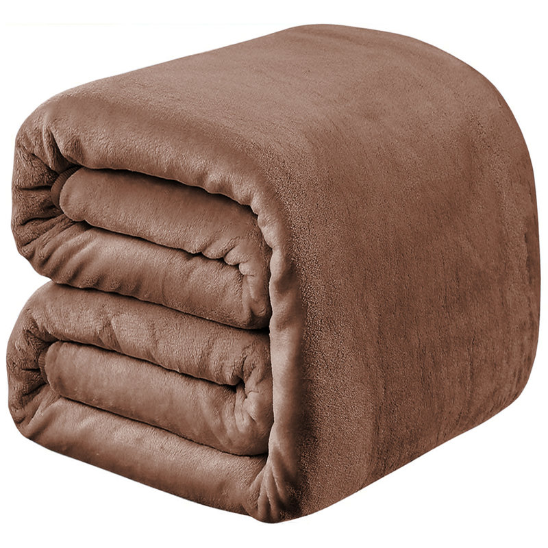 Soft & Cozy Faux Fur Reversible Fleece Throw Blanket , Camel, Super King